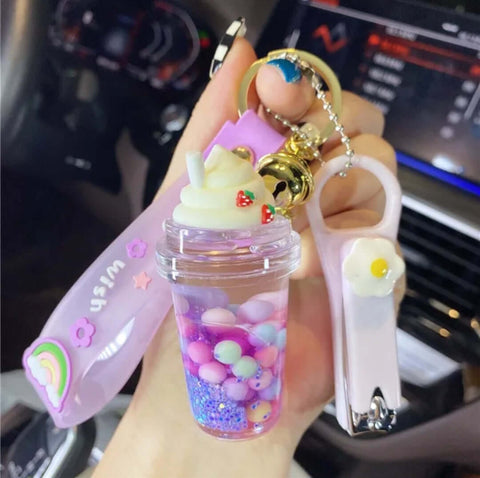 Snow Top Keychain with Moving Liquid and Glitters - Fun and Colorful Gift for Kids and Adults