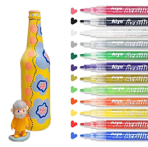12 PCS Acrylic Marker Pens for Painting and crafting all surfaces