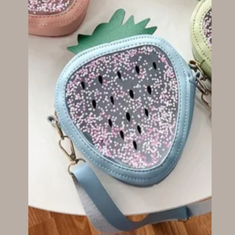 View details for Strawberry Mini Crossbody Bag / purse gift / present for girls Strawberry Mini Crossbody Bag / purse gift / present for girls - blue