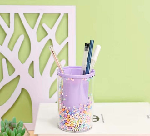 Acrylic Pen/makeup Holder for class, makeup/home desk pink and purple