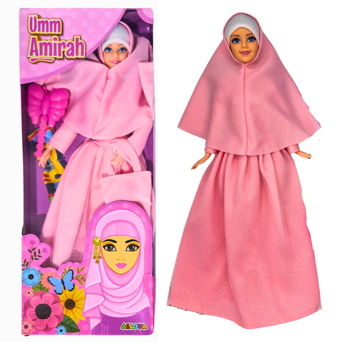 Islamic toys - muslim prayer dolls with hijab, prayer mat and hair brush, gift for kids 