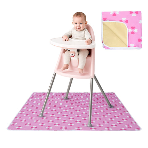 Non-Slip Splash Mat for Under highchair 51" in pink, playmay, picnic mat, baby table mat, multipurpose