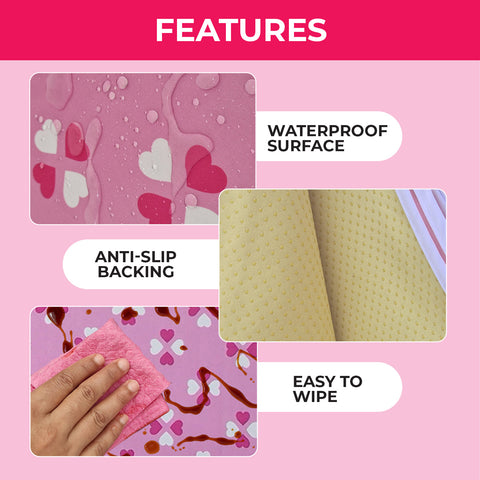 Non-Slip Splash Mat for Under highchair 51" in pink, playmay, picnic mat, baby table mat, multipurpose