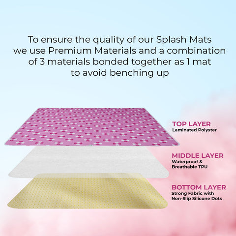 Non-Slip Splash Mat for Under highchair 51" in pink, playmay, picnic mat, baby table mat, multipurpose